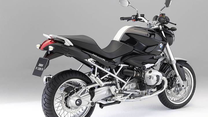 BMW R1200R Side Back Pose In Black